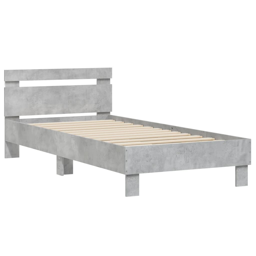 vidaXL Bed Frame without Mattress with LED Lights Concrete Grey 90x200 cm