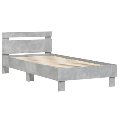 vidaXL Bed Frame without Mattress with LED Lights Concrete Grey 90x200 cm
