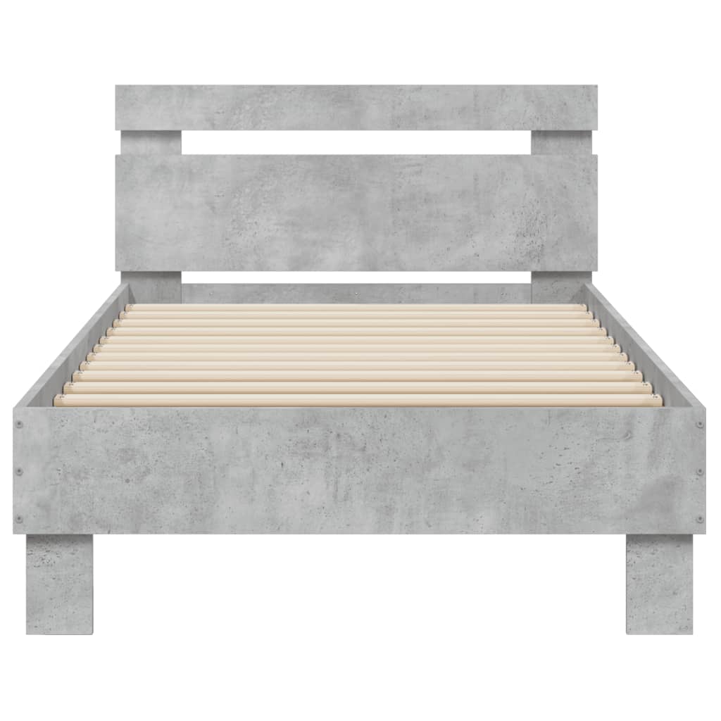 vidaXL Bed Frame without Mattress with LED Lights Concrete Grey 90x200 cm