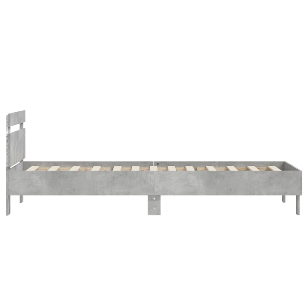 vidaXL Bed Frame without Mattress with LED Lights Concrete Grey 90x200 cm