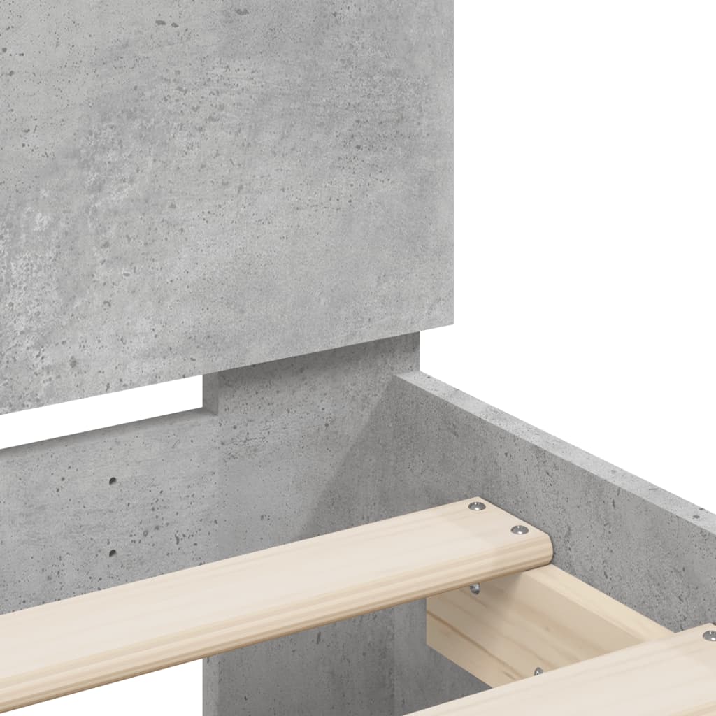 vidaXL Bed Frame without Mattress with LED Lights Concrete Grey 90x200 cm