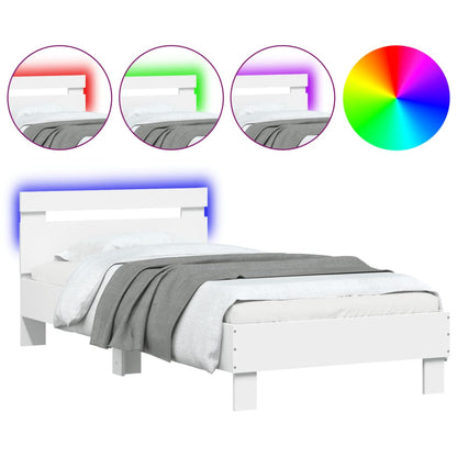 vidaXL Bed Frame without Mattress with LED Lights White 90x190 cm
