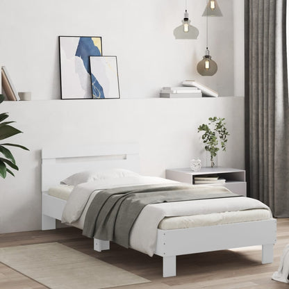 vidaXL Bed Frame without Mattress with LED Lights White 90x190 cm Single