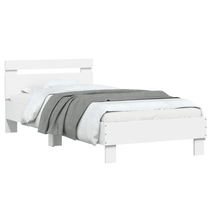 vidaXL Bed Frame without Mattress with LED Lights White 90x190 cm Single