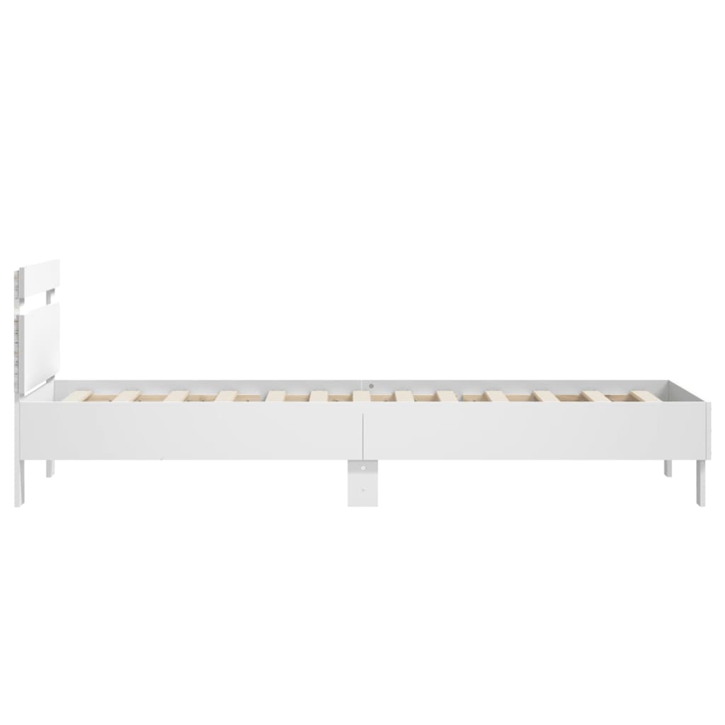 vidaXL Bed Frame without Mattress with LED Lights White 90x190 cm