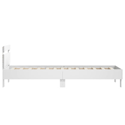 vidaXL Bed Frame without Mattress with LED Lights White 90x190 cm