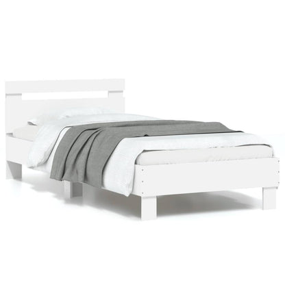 vidaXL Bed Frame without Mattress with LED Lights White 90x190 cm