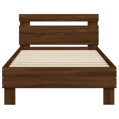 vidaXL Bed Frame without Mattress with LED Lights Brown Oak 90x190 cm Single