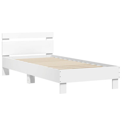 vidaXL Bed Frame without Mattress with LED Lights White 75x190 cm
