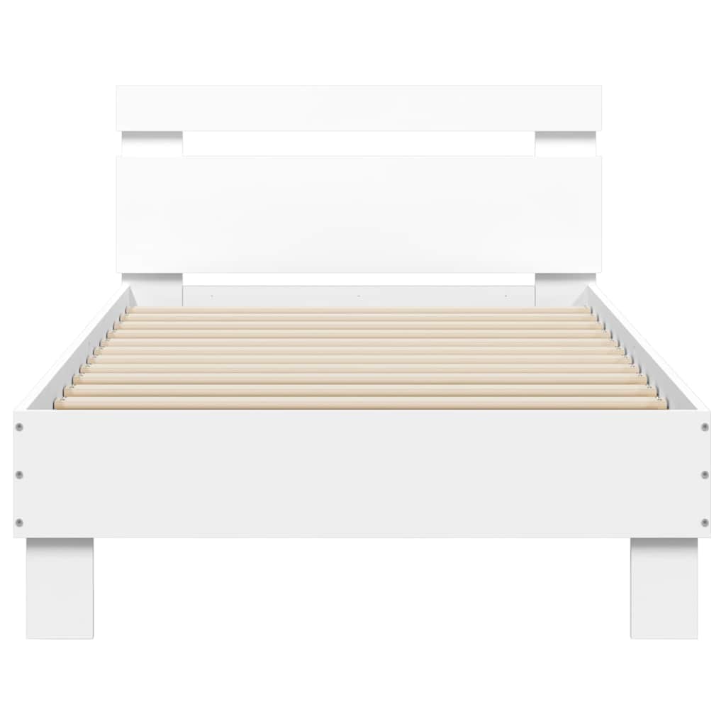 vidaXL Bed Frame without Mattress with LED Lights White 75x190 cm Small Single