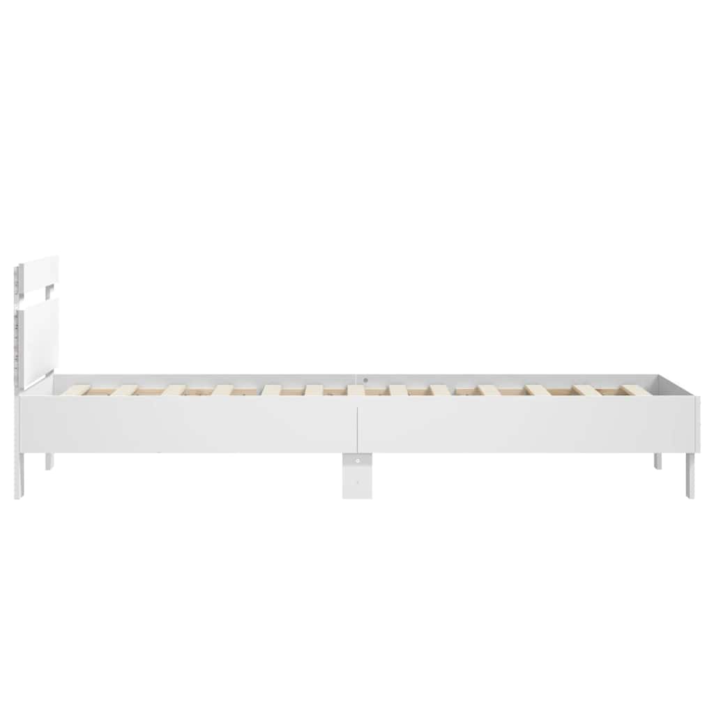 vidaXL Bed Frame without Mattress with LED Lights White 75x190 cm