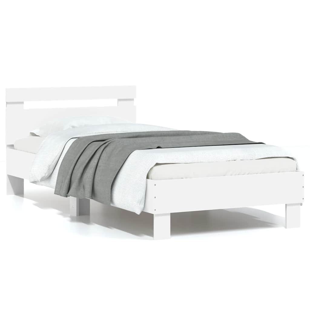 vidaXL Bed Frame without Mattress with LED Lights White 75x190 cm