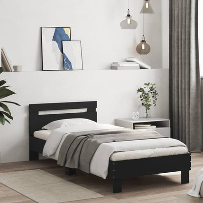 vidaXL Bed Frame without Mattress with LED Lights Black 75x190 cm Small Single