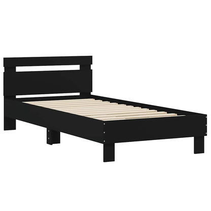 vidaXL Bed Frame without Mattress with LED Lights Black 75x190 cm