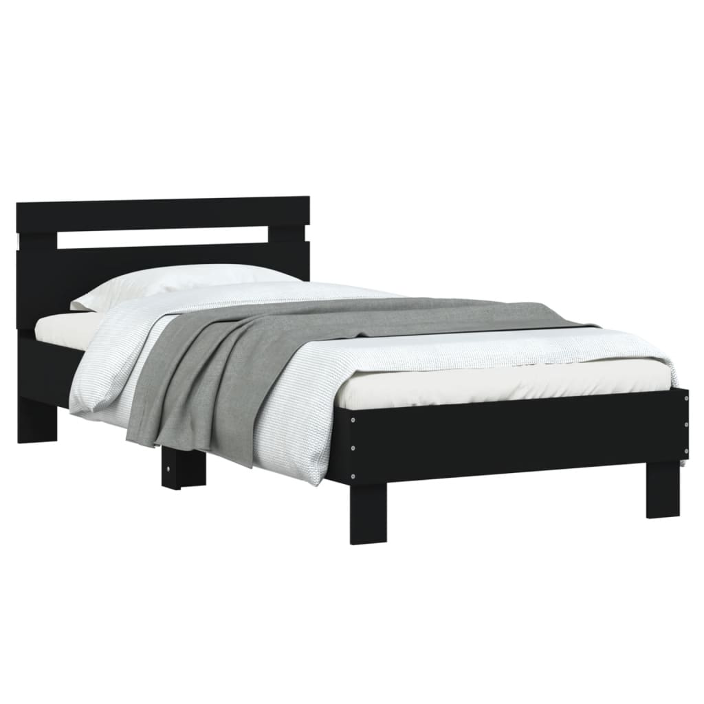vidaXL Bed Frame without Mattress with LED Lights Black 75x190 cm Small Single
