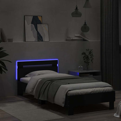 vidaXL Bed Frame without Mattress with LED Lights Black 75x190 cm