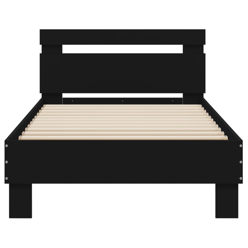 vidaXL Bed Frame without Mattress with LED Lights Black 75x190 cm Small Single