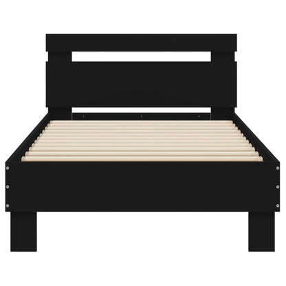 vidaXL Bed Frame without Mattress with LED Lights Black 75x190 cm Small Single