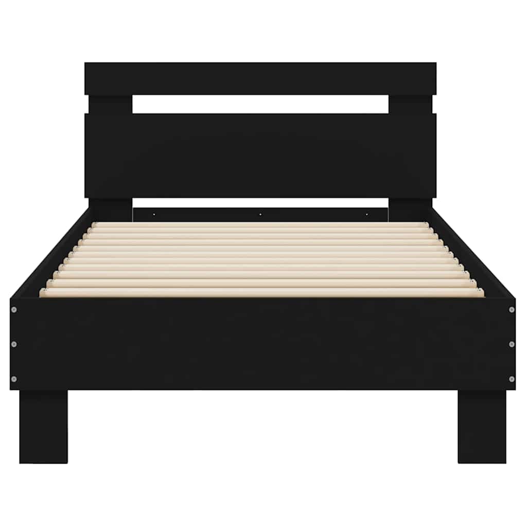 vidaXL Bed Frame without Mattress with LED Lights Black 75x190 cm Small Single