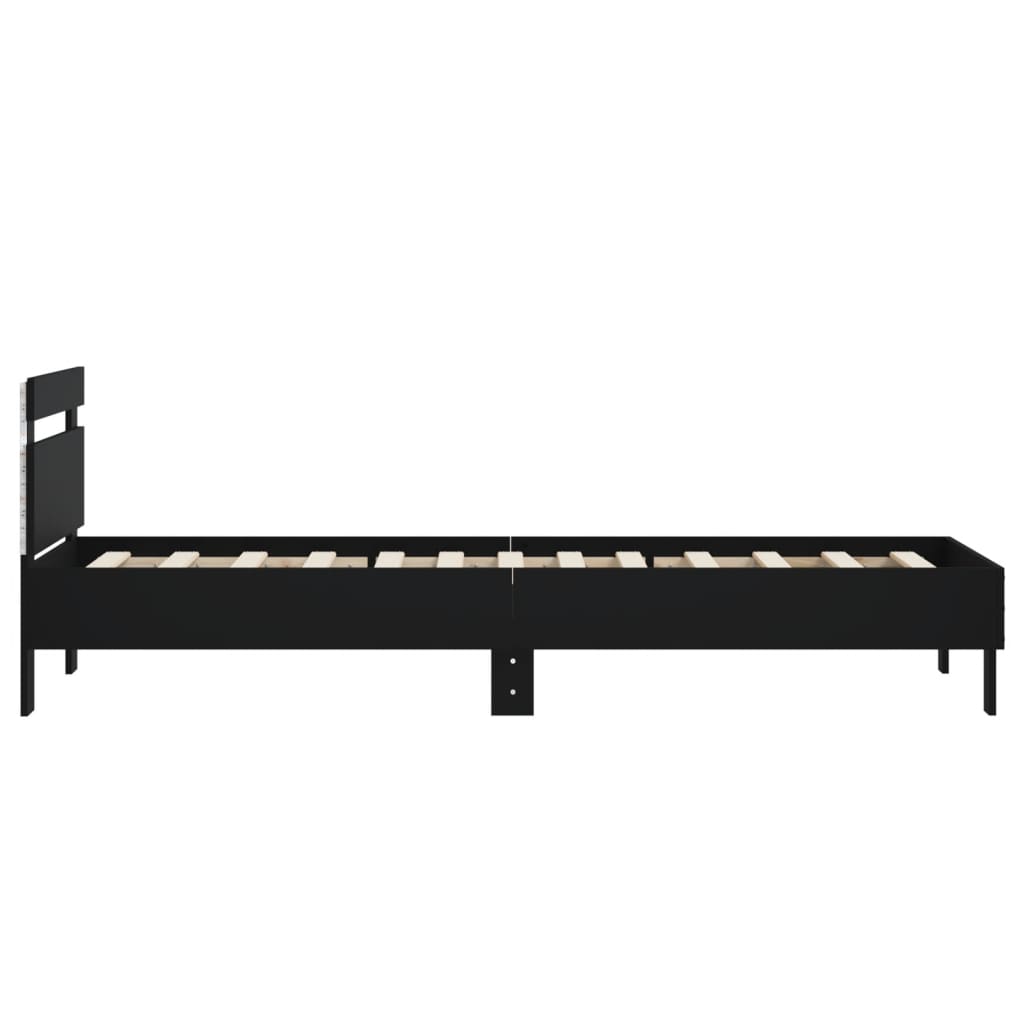 vidaXL Bed Frame without Mattress with LED Lights Black 75x190 cm Small Single