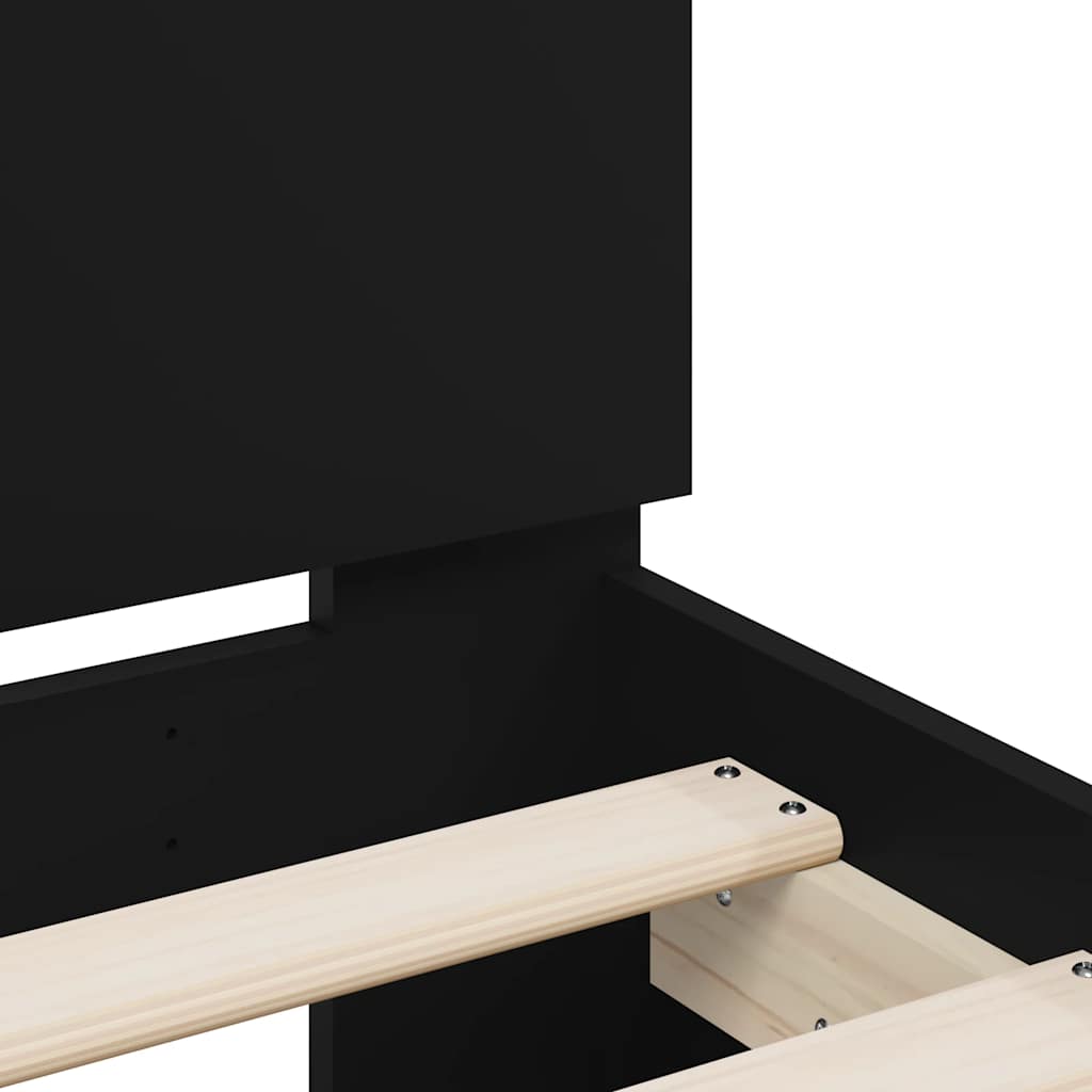 vidaXL Bed Frame without Mattress with LED Lights Black 75x190 cm Small Single