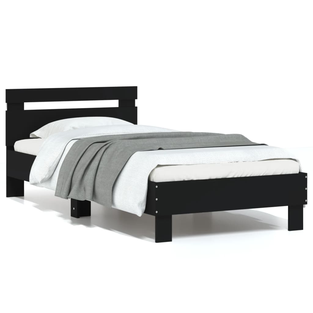 vidaXL Bed Frame without Mattress with LED Lights Black 75x190 cm Small Single