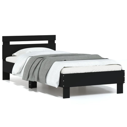 vidaXL Bed Frame without Mattress with LED Lights Black 75x190 cm Small Single
