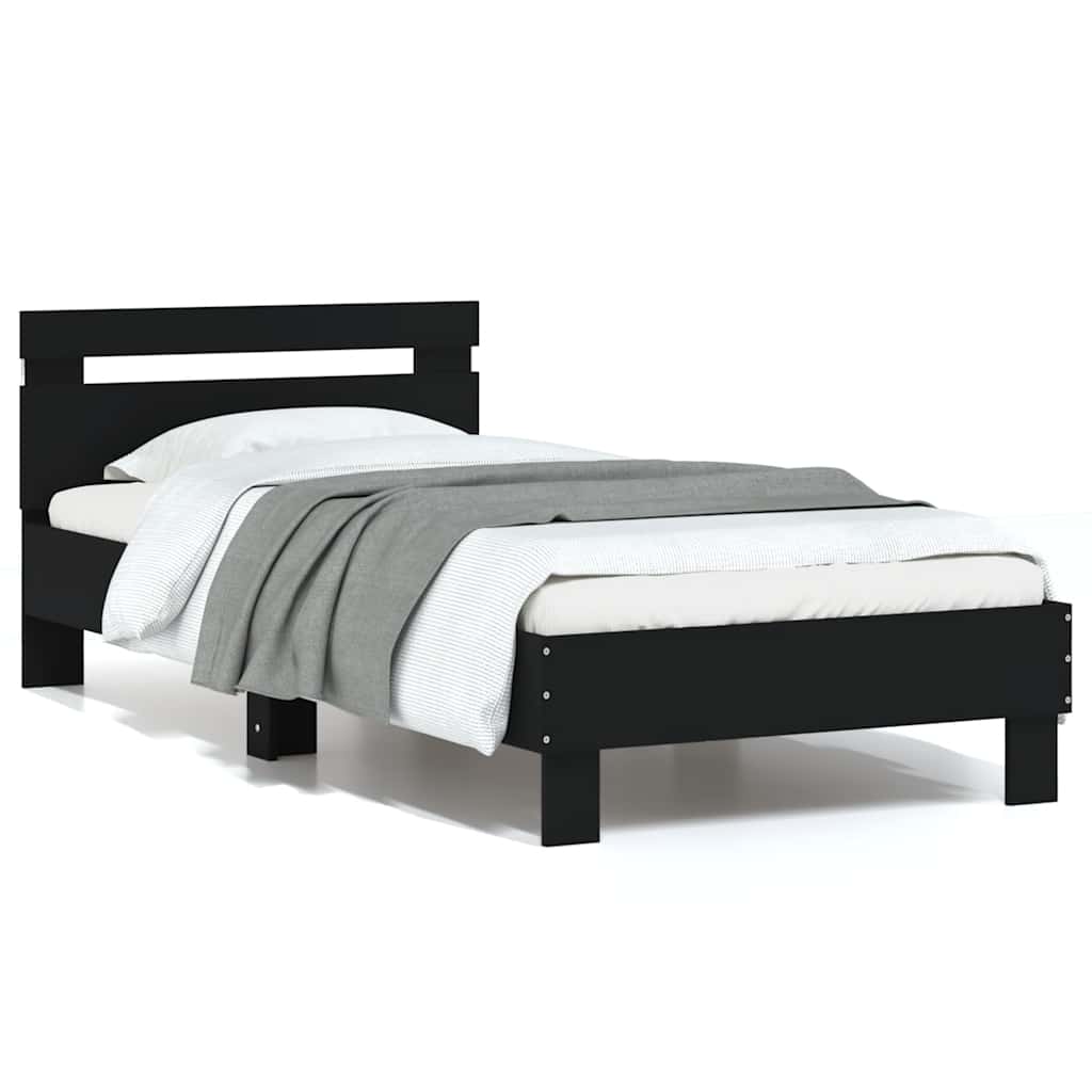 vidaXL Bed Frame without Mattress with LED Lights Black 75x190 cm