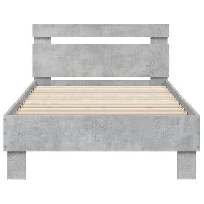 vidaXL Bed Frame without Mattress with LED Lights Concrete Grey 75x190 cm Small Single