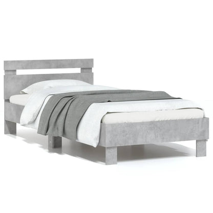 vidaXL Bed Frame without Mattress with LED Lights Concrete Grey 75x190 cm