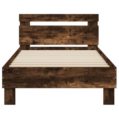 vidaXL Bed Frame without Mattress with LED Lights Smoked Oak 75x190 cm Small Single