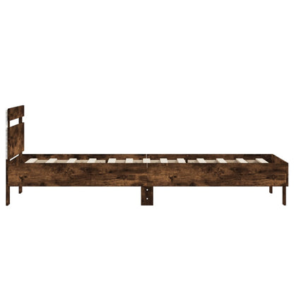 vidaXL Bed Frame without Mattress with LED Lights Smoked Oak 75x190 cm Small Single