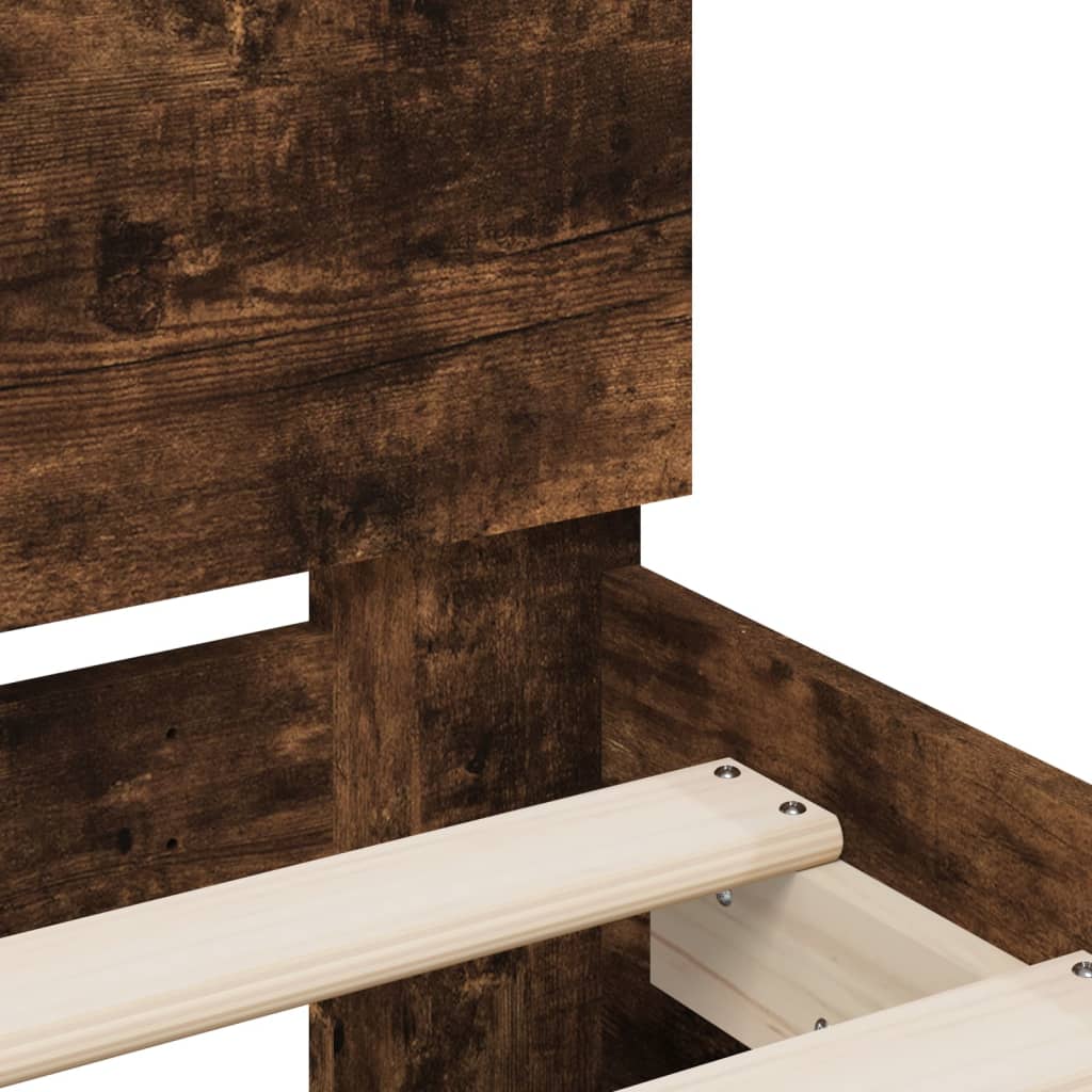 vidaXL Bed Frame without Mattress with LED Lights Smoked Oak 75x190 cm Small Single