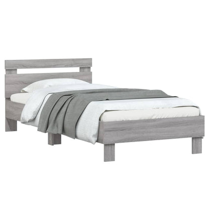 vidaXL Bed Frame without Mattress with LED Lights Grey Sonoma 75x190 cm Small Single