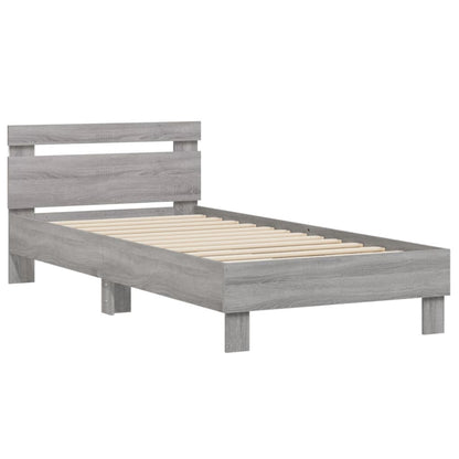 vidaXL Bed Frame without Mattress with LED Lights Grey Sonoma 75x190 cm Small Single