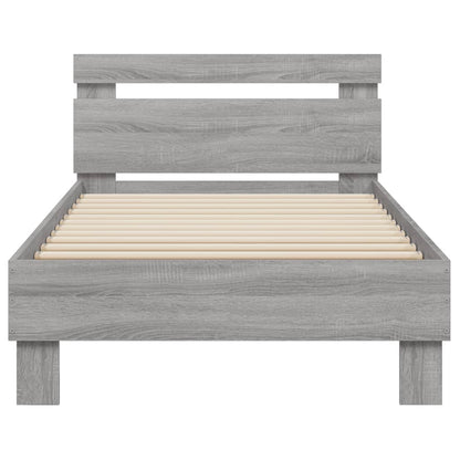 vidaXL Bed Frame without Mattress with LED Lights Grey Sonoma 75x190 cm Small Single