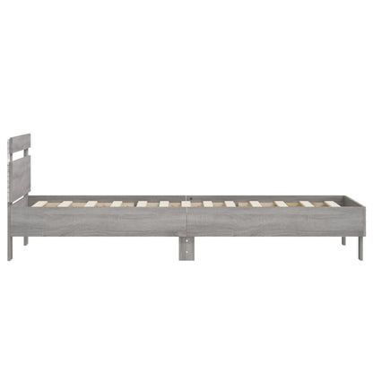 vidaXL Bed Frame without Mattress with LED Lights Grey Sonoma 75x190 cm Small Single