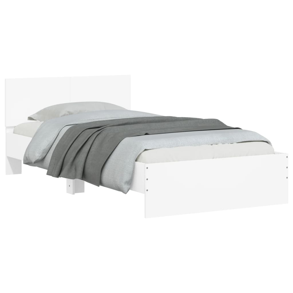 vidaXL Bed Frame without Mattress with LED Lights White 100x200 cm