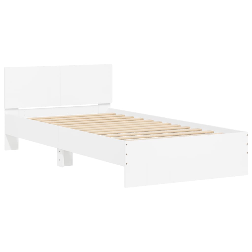 vidaXL Bed Frame without Mattress with LED Lights White 100x200 cm