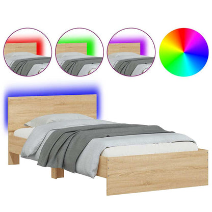 vidaXL Bed Frame without Mattress with LED Lights Sonoma Oak 100x200cm