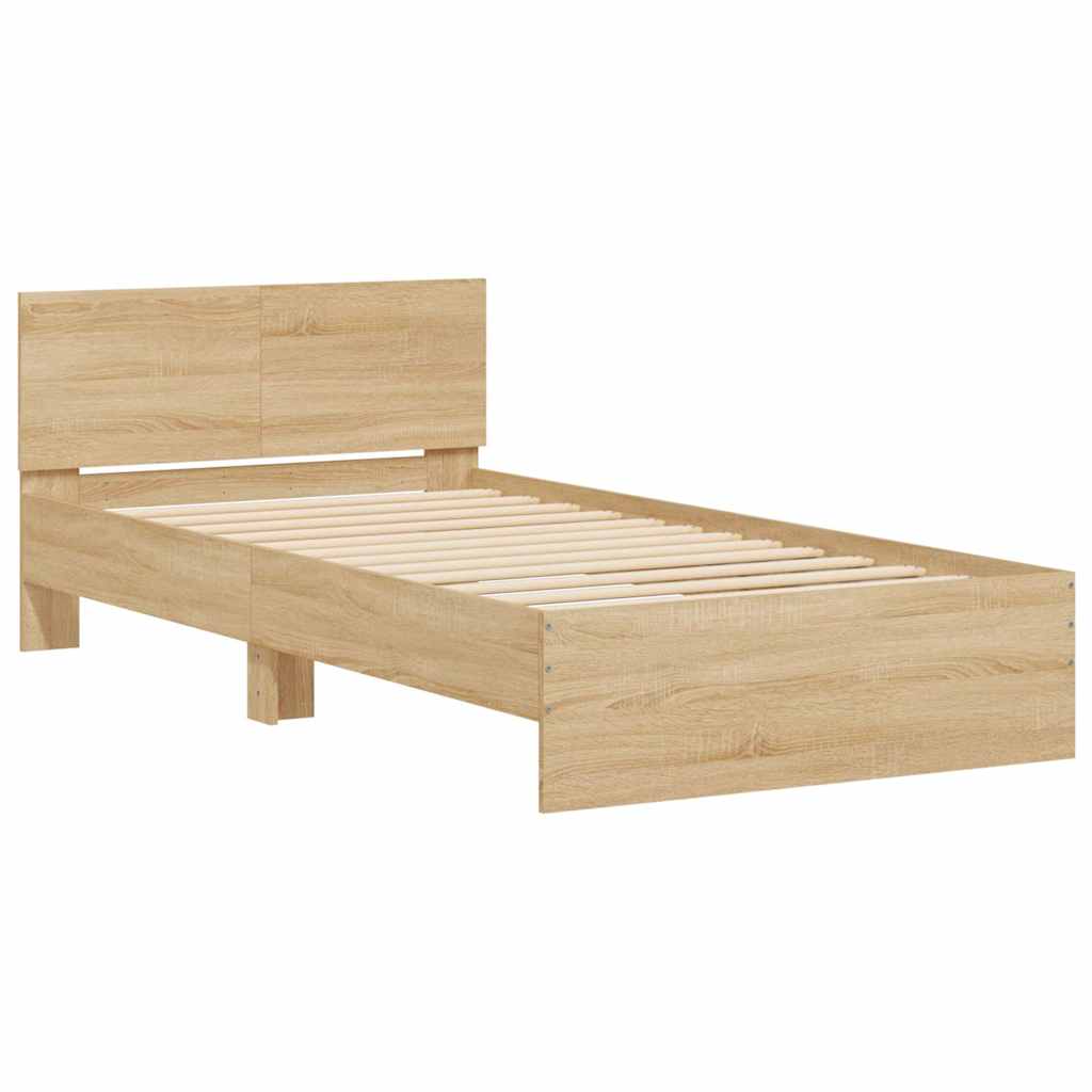 vidaXL Bed Frame without Mattress with LED Lights Sonoma Oak 100x200cm