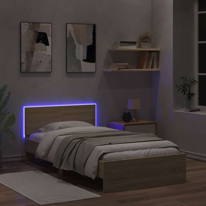 vidaXL Bed Frame without Mattress with LED Lights Sonoma Oak 100x200cm