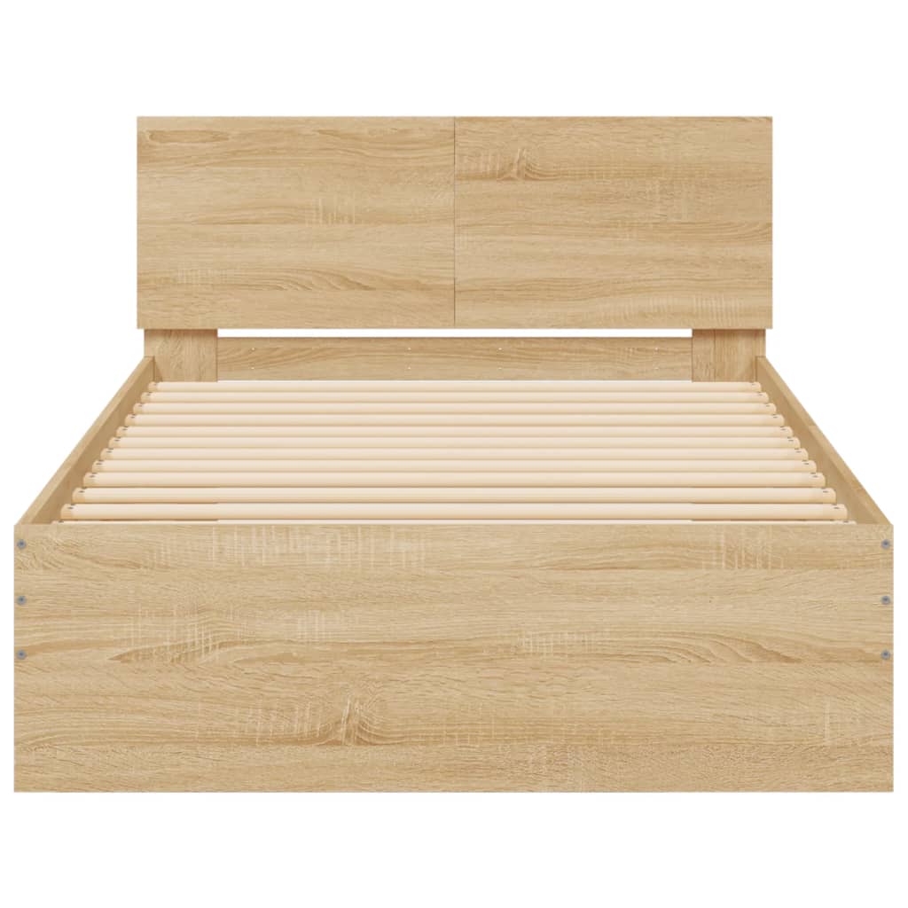 vidaXL Bed Frame without Mattress with LED Lights Sonoma Oak 100x200 cm