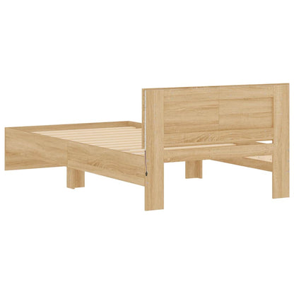 vidaXL Bed Frame without Mattress with LED Lights Sonoma Oak 100x200cm