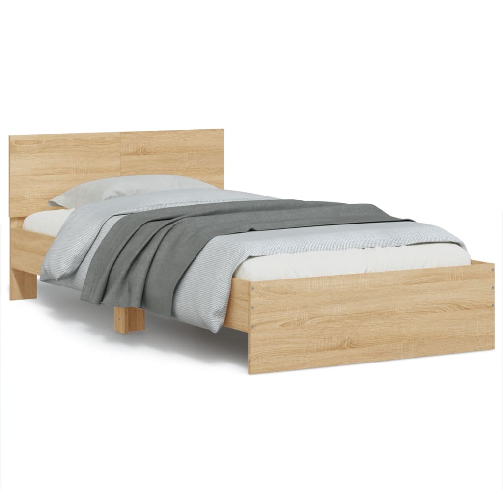 vidaXL Bed Frame without Mattress with LED Lights Sonoma Oak 100x200 cm