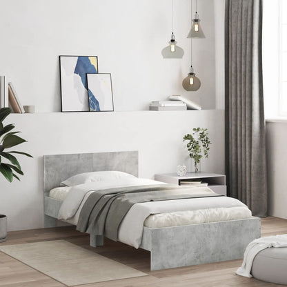 vidaXL Bed Frame without Mattress with LED Concrete Grey 100x200 cm