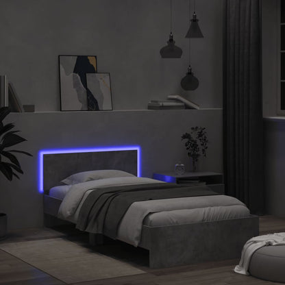 vidaXL Bed Frame without Mattress with LED Concrete Grey 100x200 cm