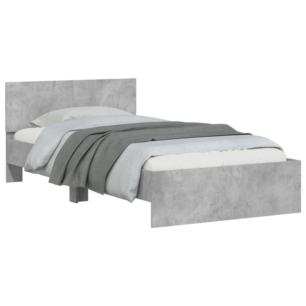 vidaXL Bed Frame without Mattress with LED Concrete Grey 100x200 cm