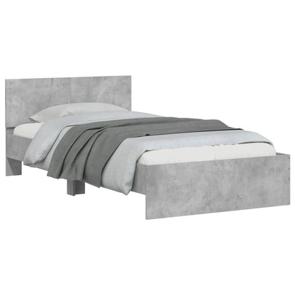 vidaXL Bed Frame without Mattress with LED Concrete Grey 100x200 cm