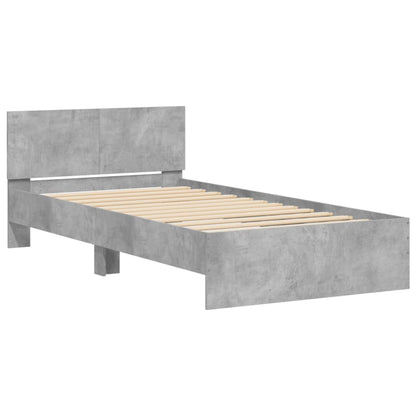 vidaXL Bed Frame without Mattress with LED Lights Concrete Grey 100x200 cm